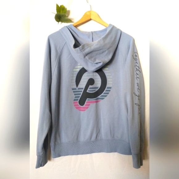 Peloton Blue Half-Zip Hoodie with Logo "Together We Go Far" Size Small Oversized - Picture 1 of 9